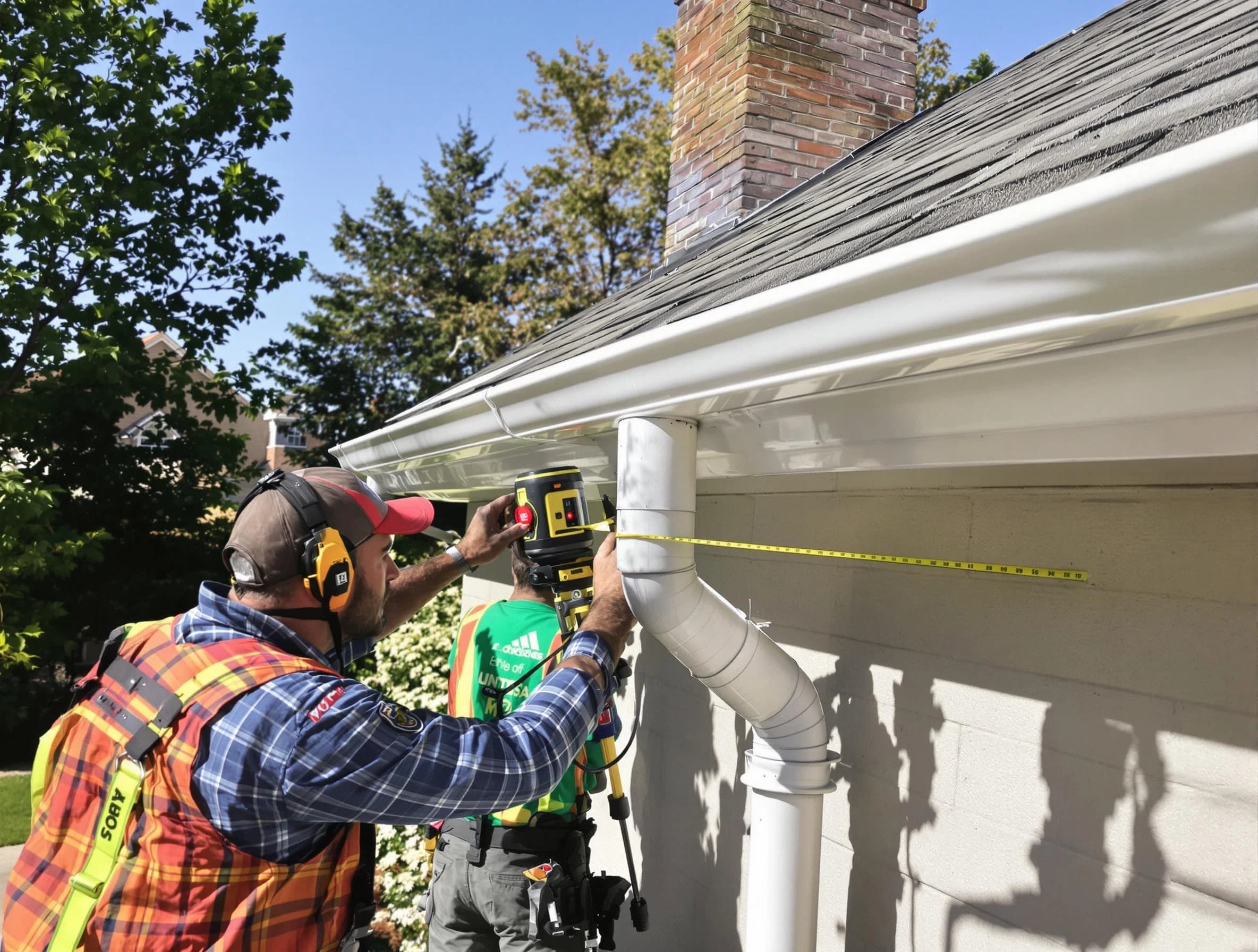 Bedford Roofing Company installing downspouts at a property in Bedford, OH