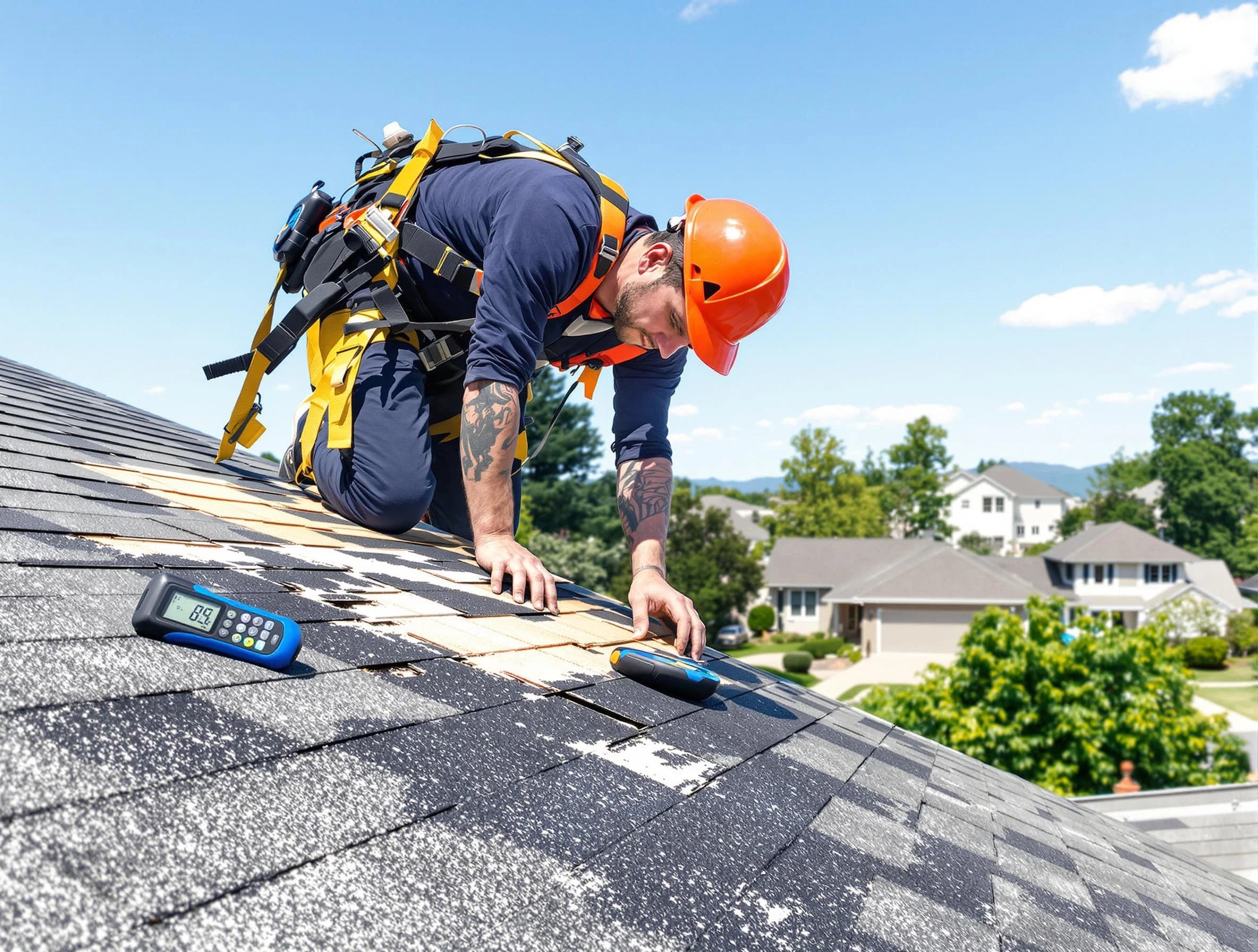 Bedford Roofing Company professional performing roof repairs in Bedford, OH