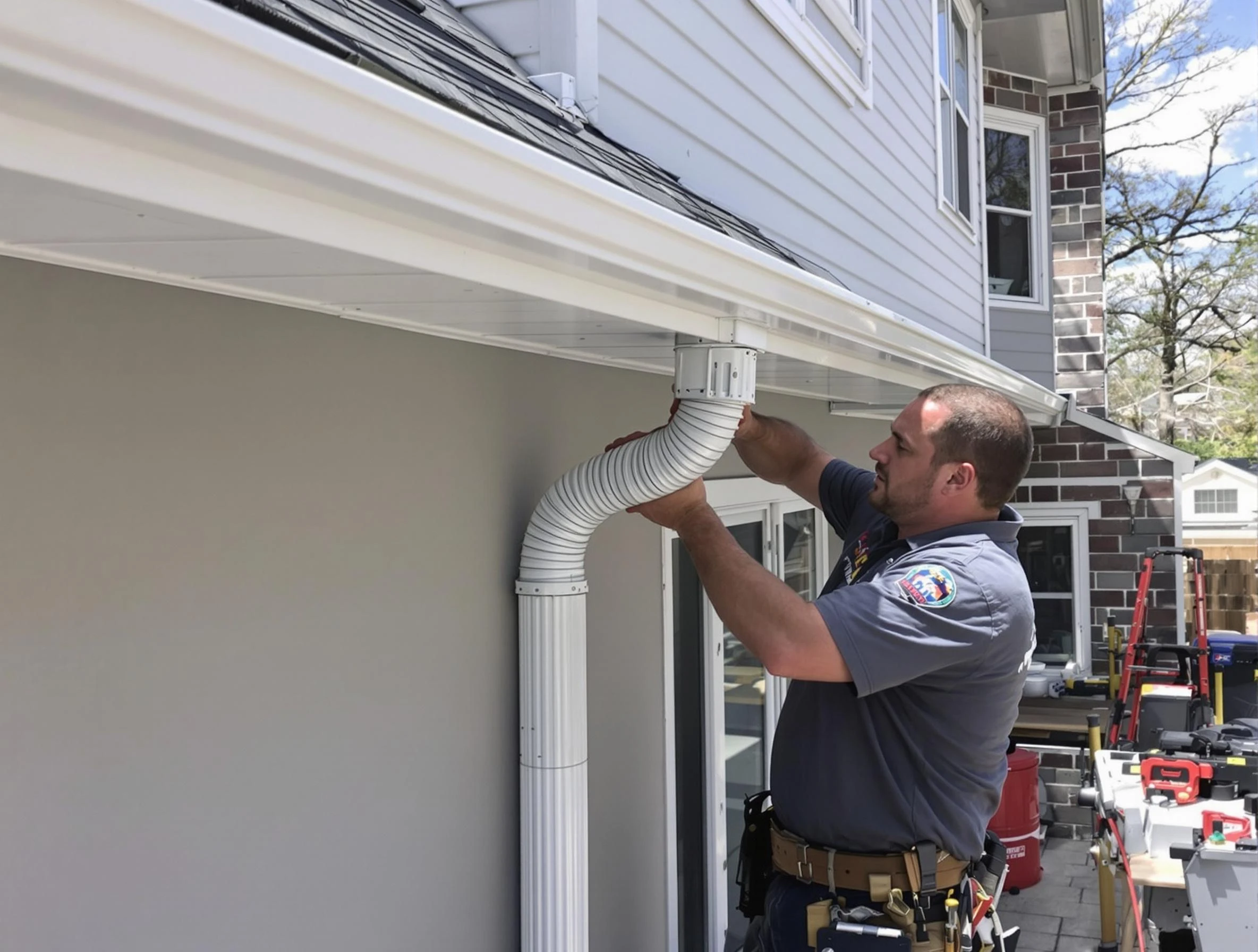 Downspouts installed by Bedford Roofing Company to guide water away in Bedford, OH