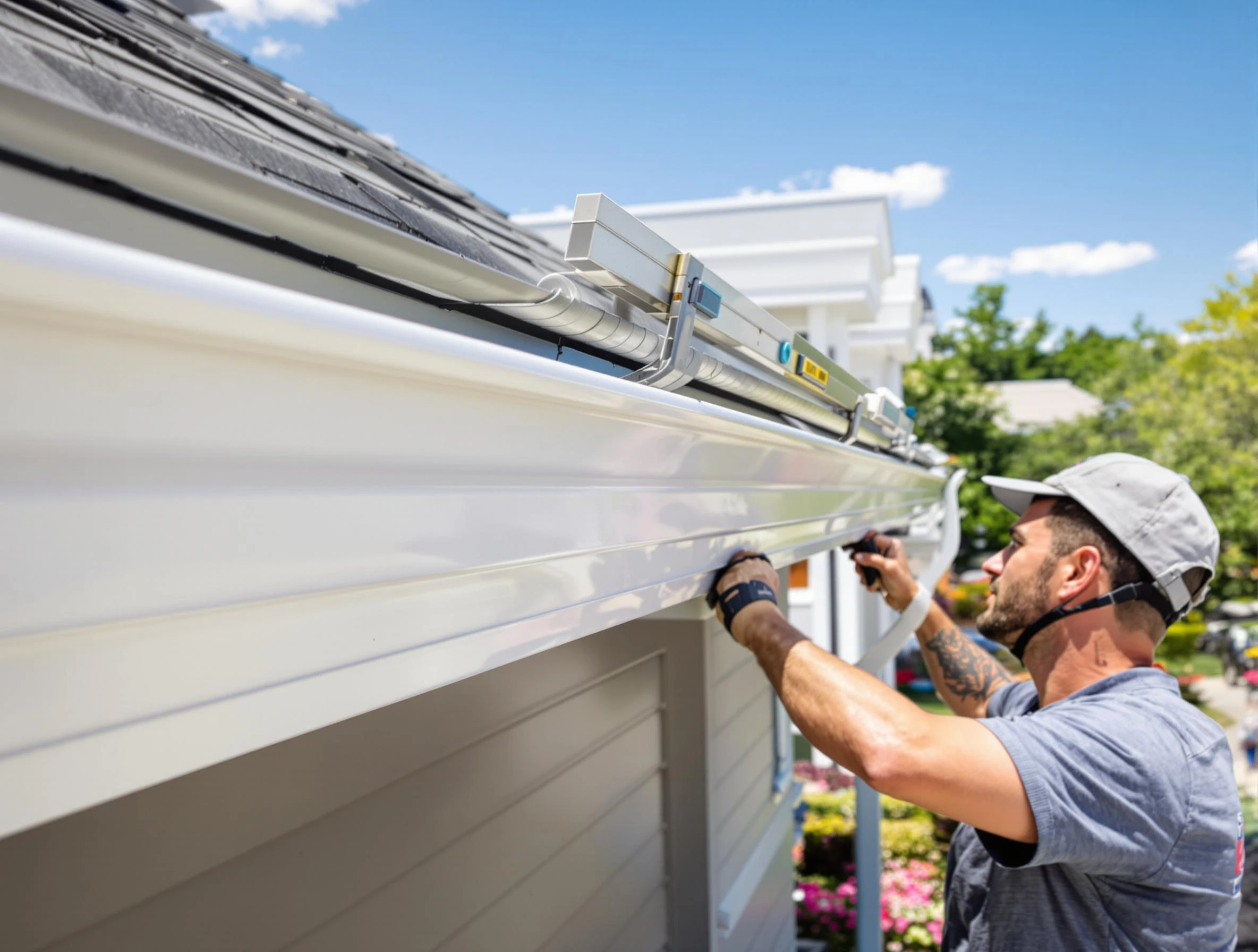 Newly installed gutters by Bedford Roofing Company for a home in Bedford, OH